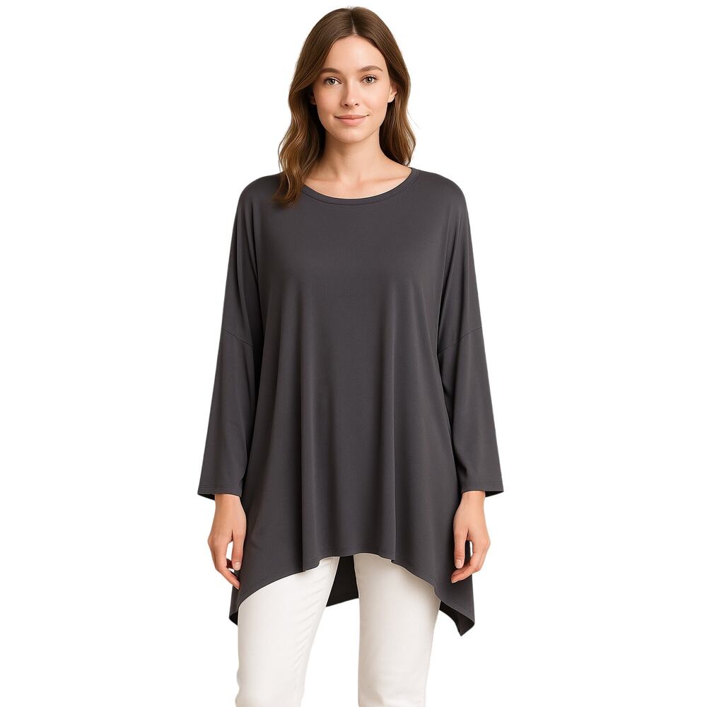 Last Tango Gray Dolman Sleeve Tunic Top Small Flowy Stretch Y2K